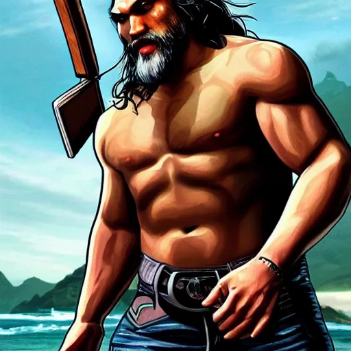 Image similar to jason momoa gta 5 cover art