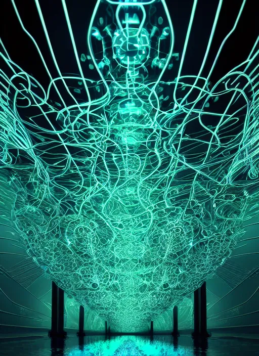 Prompt: fractals!! art by various, water, hybrids, tech wear!!!, scifi, glowing lights!! intricate elegant, highly detailed, volumetric, smoke, digital photograph, artstation, concept art, smooth, sharp focus, thin glowing wires, illustration, singularity!!!