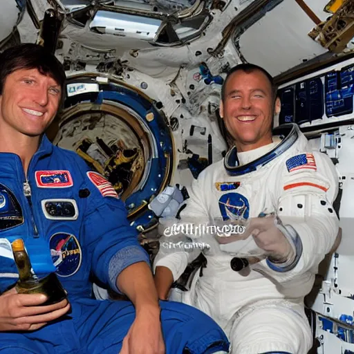 Prompt: astronauts in spacestation getting coffee