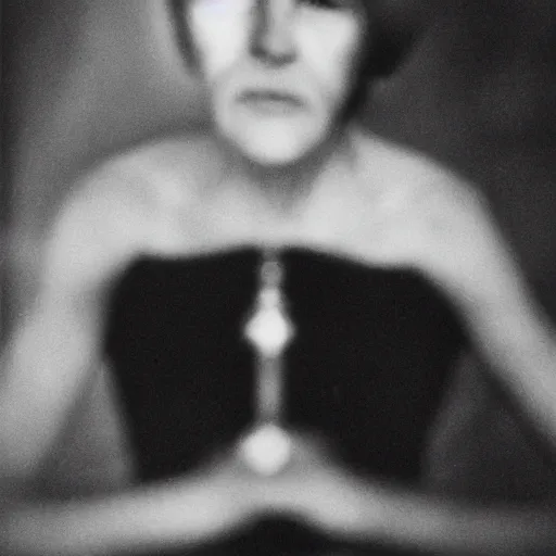 Prompt: portrait of other worldly beings, 85mm, by Diane Arbus, black and white, bokeh