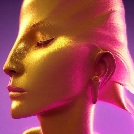 Image similar to golden goddess, trending on artstation, cinematic light, pastel colors, volumetric shading, high radiosity dull skin, global illumination, radiant light, soft light, soft color dodge, subsurface,