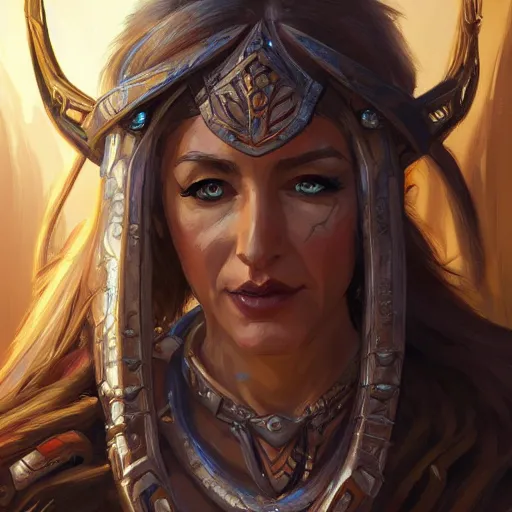 Prompt: Jeff Bezos!! Bezos female amazon warrior, closeup, D&D, fantasy, intricate, elegant, highly detailed, digital painting, artstation, concept art, matte, sharp focus, illustration, hearthstone, art by Artgerm and Greg Rutkowski and Alphonse Mucha