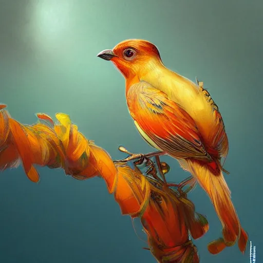 Image similar to close up of colorful bird, golden crown, dark, rusty, highly detailed, digital painting, artstation, concept art, smooth, sharp focus, illustration, art by artgerm and greg rutkowski and alphonse mucha