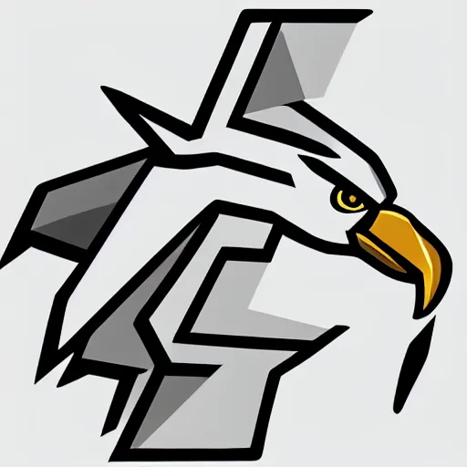 Prompt: 2 dimensional, vector, low poly, white eagle icon, black background, cgsociety