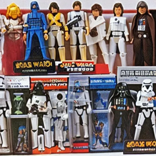 Image similar to star wars action figures, vintage, 1980s