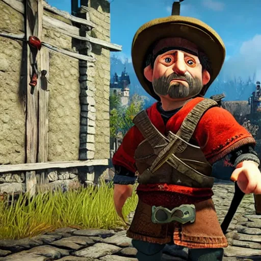 Prompt: El Chavo del Ocho, chaves in the witcher 3