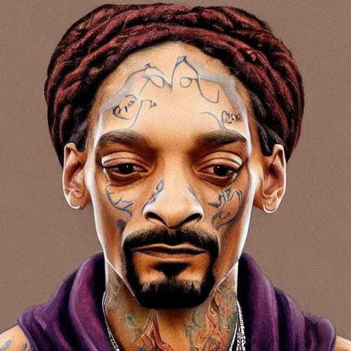 Image similar to beautiful portrait of Snoop Dogg like a ginger white person, face like european, Snoop Dogg blended white face paint, like , powerful , magic, thunders, dramatic lighting, intricate, wild, highly detailed, digital painting, artstation, concept art, smooth, sharp focus, illustration, art by artgerm and greg rutkowski and alphonse mucha, footage