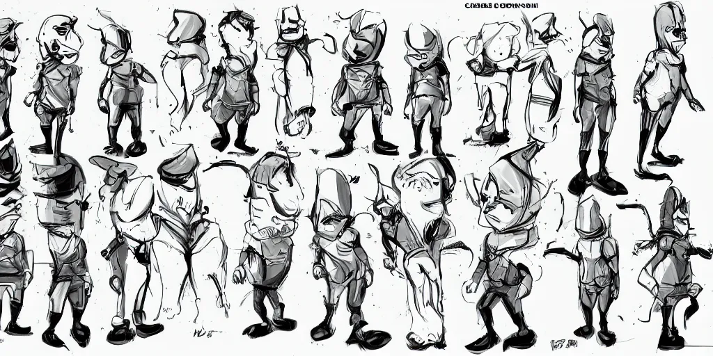 Prompt: character design sheet of the bananana man