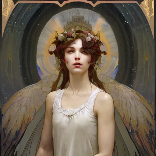 Prompt: Portrait of a beautiful young graceful female holy angel， full of details, matte painting, concept art, smooth, by Jordan Grimmer and alphonse mucha and WLOP，Soft light atmosphere，trending on cgsociety and artstation，8kHDR，light effect，rtx on，- H 768