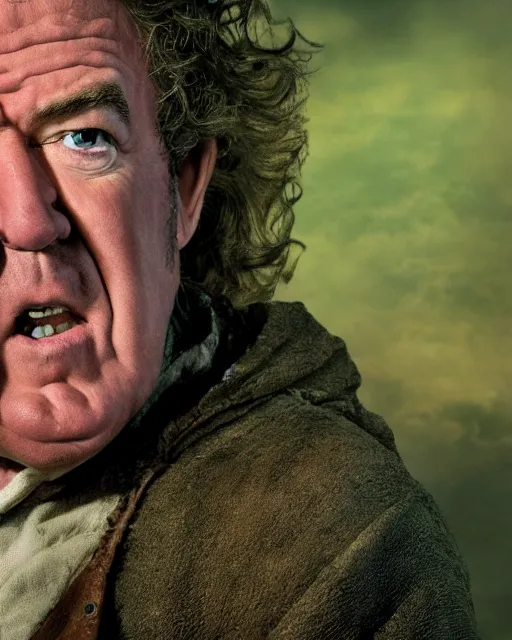 Image similar to film still close - up shot of jeremy clarkson as bilbo baggins from the movie the hobbit. photographic, photography