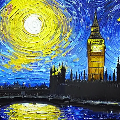 Image similar to painting of big ben in style of starry night