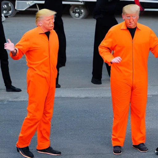 Prompt: donald trump in orange jumpsuit