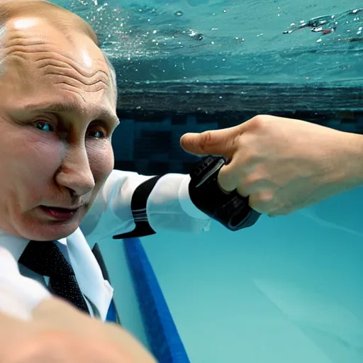 Image similar to Putin swimming inside a toilet