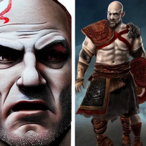 Image similar to benjamin netanyahu!!! as kratos from god of war