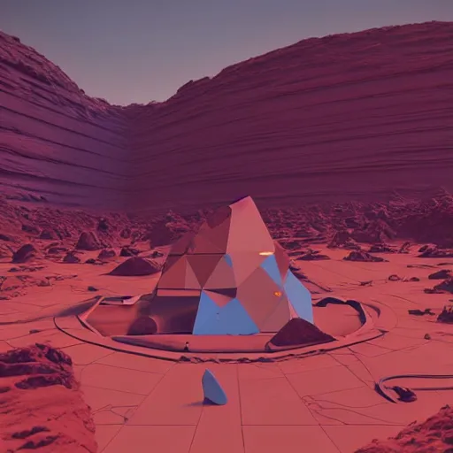 Image similar to the crystal structure on a terraformed mars, artwork by beeple