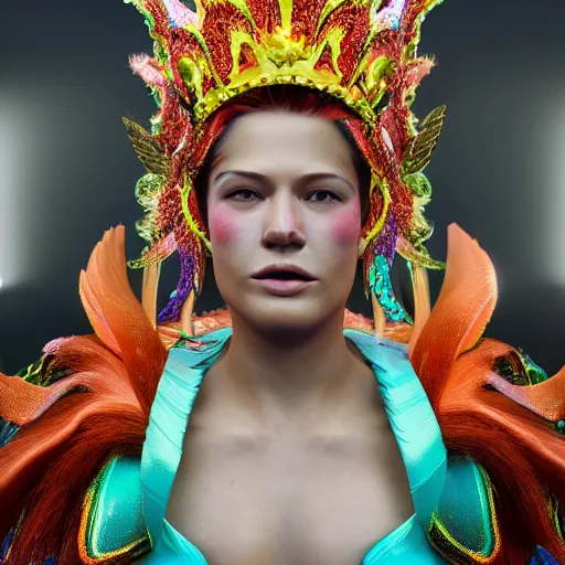 Prompt: hyperrealistic brazilian carnaval queen, by istvan sandorfi & thomas eakes & xiang duan, perfect facial symmetry, dim volumetric cinematic lighting, photorealistic, 8 k octane comprehensive render, post - processing, extremely hyper - detailed, intricate, lifelike texture, epic composition, masterpiece, identical to real robert lewandowski, stunning,