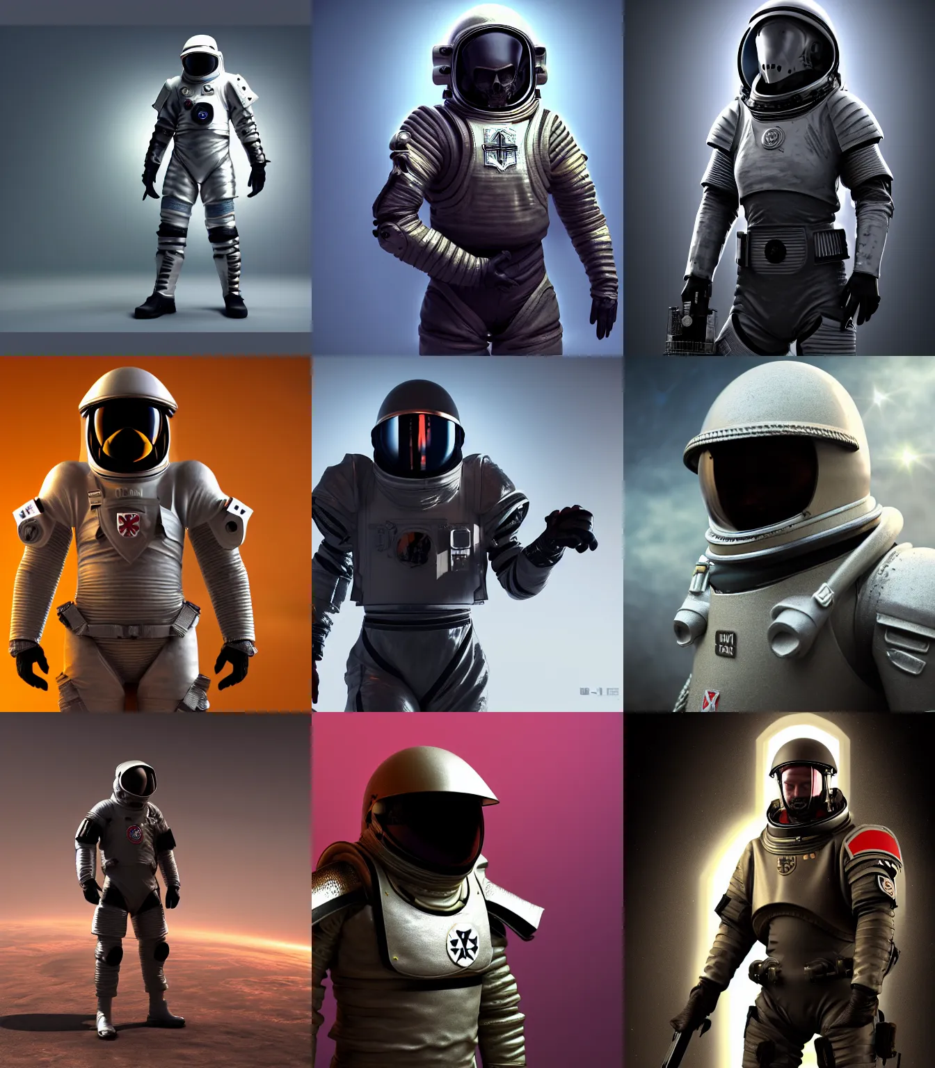 Prompt: A military warrior knights templar wearing a space suit, broad shoulders, tactical gear, straps, black, death squad, relaxed pose, smokey background, octane render, 4k, realistic, highly detailed, digital art, epic, render, focus, 4k, 8k in the style of artstation deviantart,High Resolution