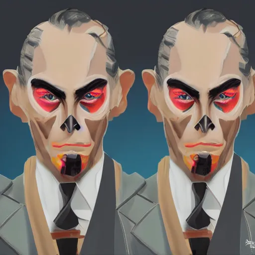 Prompt: film villain character concept painting