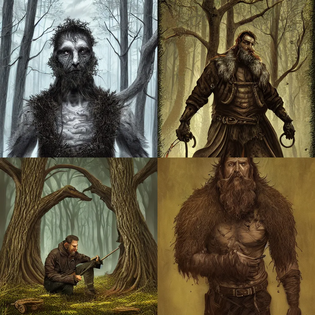 Prompt: a man - forester, digital art, dark fantasy, highly detailed, no crop