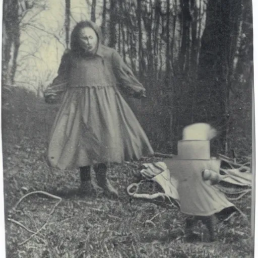 Prompt: an old worn photo of paranormal evidence, horror photography, terror, floating figures