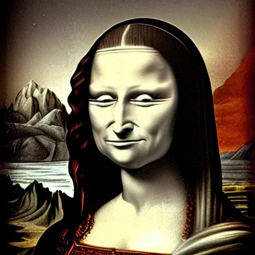 Image similar to monalisa in the style of h.r. giger, in the style of h.r. giger, in the style of h.r. giger, in the style of h.r. giger