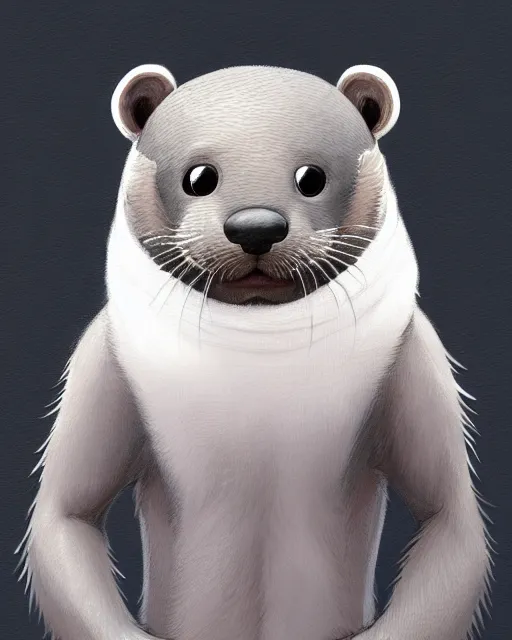 Prompt: character concept art of a cute male anthropomorphic gray otter furry | | cute - fine - face, pretty face, key visual, realistic shaded perfect face, fine details by stanley artgerm lau, wlop, rossdraws, james jean, andrei riabovitchev, marc simonetti, and sakimichan, trending on artstation