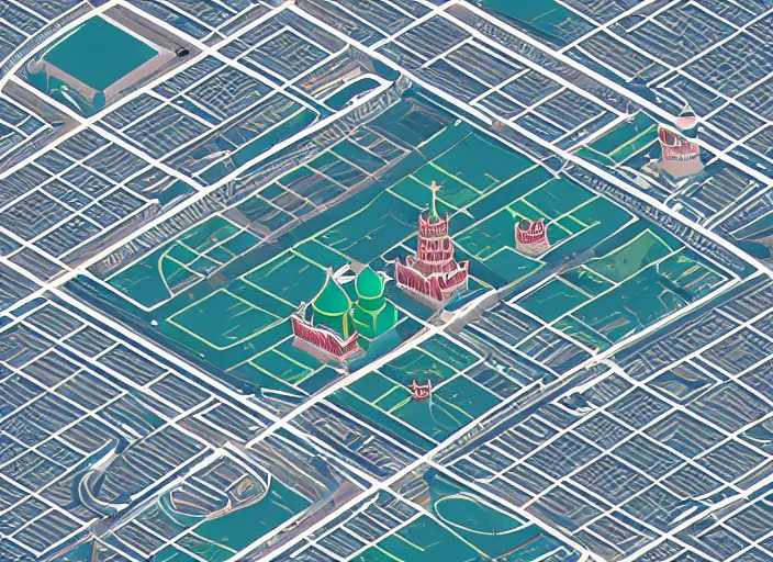 Prompt: moscow isometric aerial lowpoly