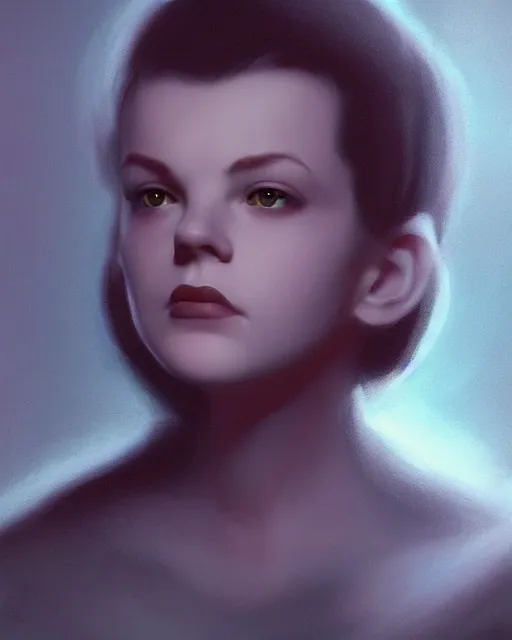 Prompt: half body shot, 1 8 years old dark lord of the sith judy garland, rim light, volumetric lighting, digital painting, artstation, concept art, smooth, sharp focus, illustration, art by arney freytag, glamour pose, greg rutkowski, soft ambient lighting, particle effects