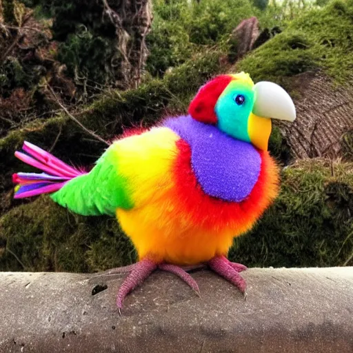 Image similar to A rainbow dodo bird beanie baby