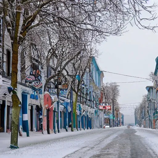 Image similar to street in Russian city kazan at winter