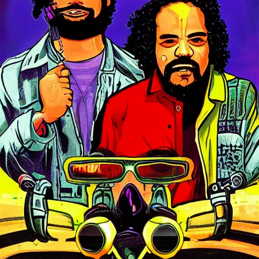 Image similar to cyberpunk cheech and chong