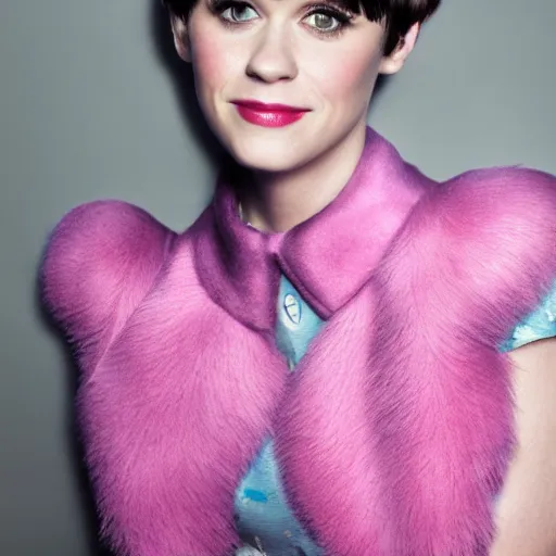 Prompt: portrait of zooey deschanel with pink pixie cut hairstyle by mario testino, headshot, detailed, award winning, sony a 7 r