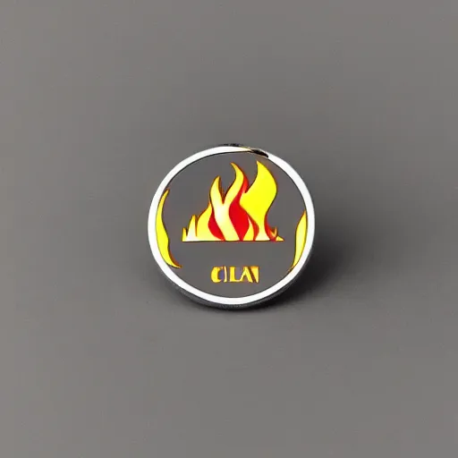 Image similar to minimalistic clean fire warning enamel pin