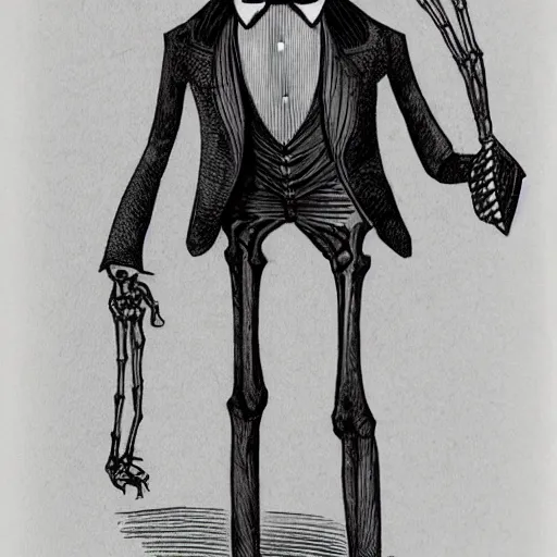 Image similar to skeleton wearing a suit and top hat