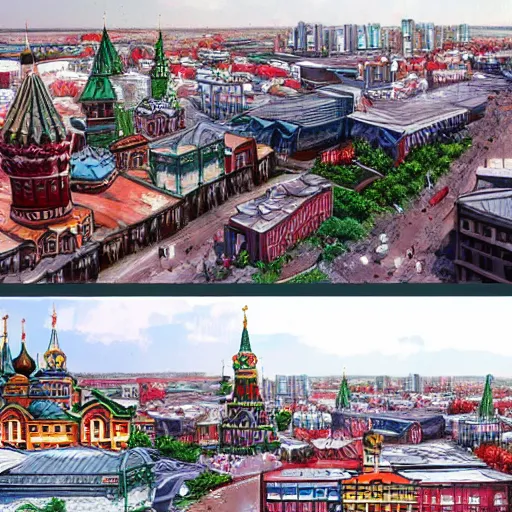 Prompt: Russian city in anime style