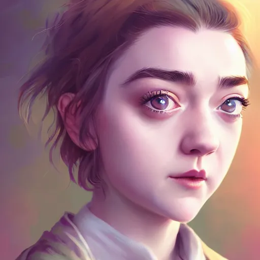 Prompt: realistic detailed semi-realism beautiful gorgeous natural cute excited happy Maisie Williams 4K high resolution quality artstyle professional artists WLOP, Aztodio, Taejune Kim, Guweiz, Pixiv, Instagram, Artstation