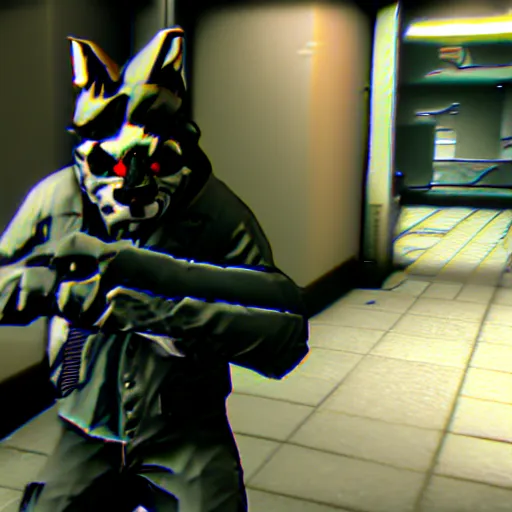 Image similar to screenshot from the pc game payday 2 ( max graphics settings ) demonstrating the fursuit unlock