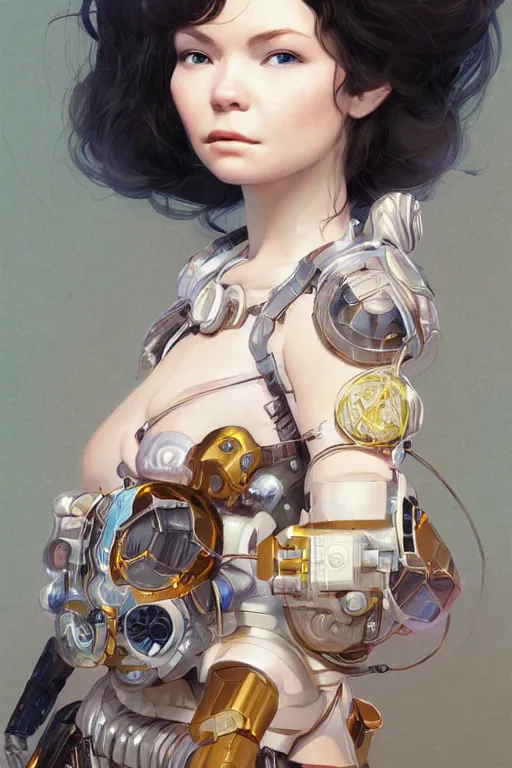 Image similar to portrait of beautiful young Björk, cyberpunk, Warhammer, highly detailed, artstation, illustration, art by Gustav Klimt and Range Murata and Ilya Kuvshinov and Sakimichan