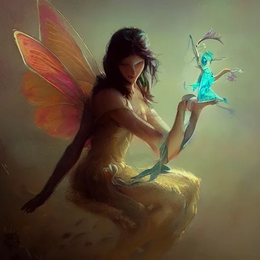 Prompt: “pretty fairy by Greg Rutkowski, realism, fantasy, trending on Artstation”