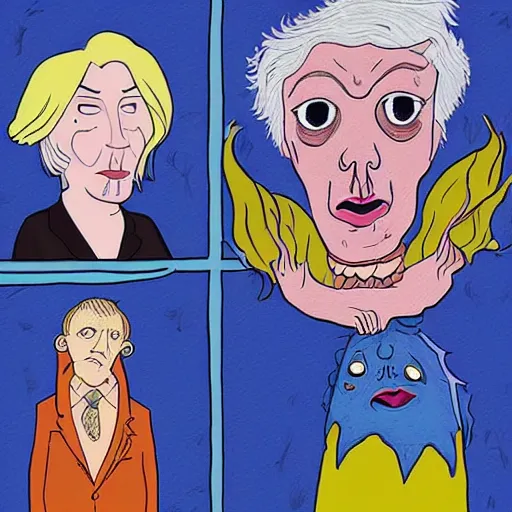 Image similar to ursula the sea witch, boris johnson, by lisa hanawalt, bojack horseman