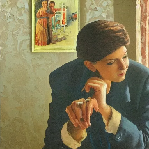 Prompt: detailed intricate soviet realism painting of web - designer, beautiful