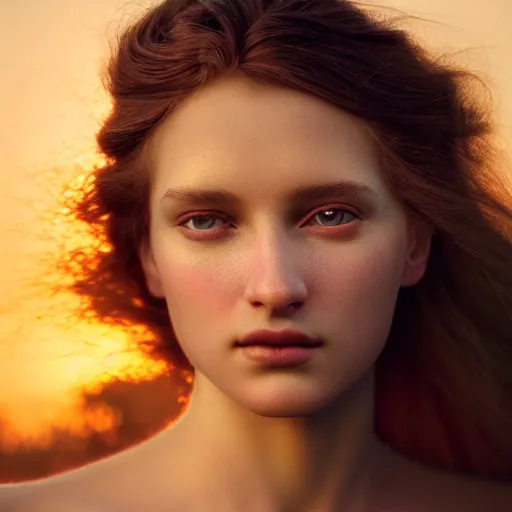 Image similar to photographic portrait of a stunningly beautiful stark renaissance female in soft dreamy light at sunset, contemporary fashion shoot, by edward robert hughes, annie leibovitz and steve mccurry, david lazar, jimmy nelsson, breathtaking, 8 k resolution, extremely detailed, beautiful, establishing shot, artistic, hyperrealistic, beautiful face, octane render