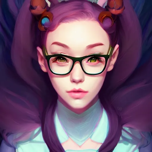 Image similar to a portrait of a beautiful willa as a nerd, art by lois van baarle and loish and ross tran and rossdraws and sam yang and samdoesarts and artgerm, digital art, highly detailed, intricate, sharp focus, trending on artstation hq, deviantart, unreal engine 5, 4 k uhd image