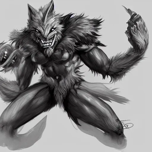 Prompt: wolfman league of legends concept art