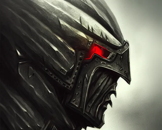 Image similar to realistic side view photo of a king in the mountains, angry, beautiful face, handsome, black iron armour, sword, lava, wide angle, dramatic lighting, intricate, wild, highly detailed, digital painting, artstation, concept art, smooth, sharp focus, illustration