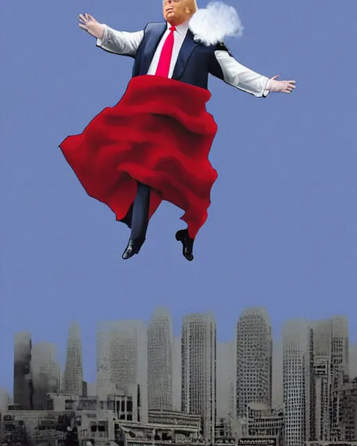 Prompt: donald trump skirt flying up, by sam shaw, realistic, detailed