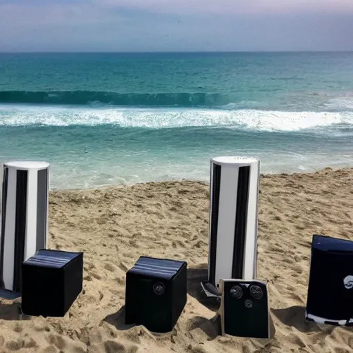 Image similar to Beach party with large speakers and CO2 cannon