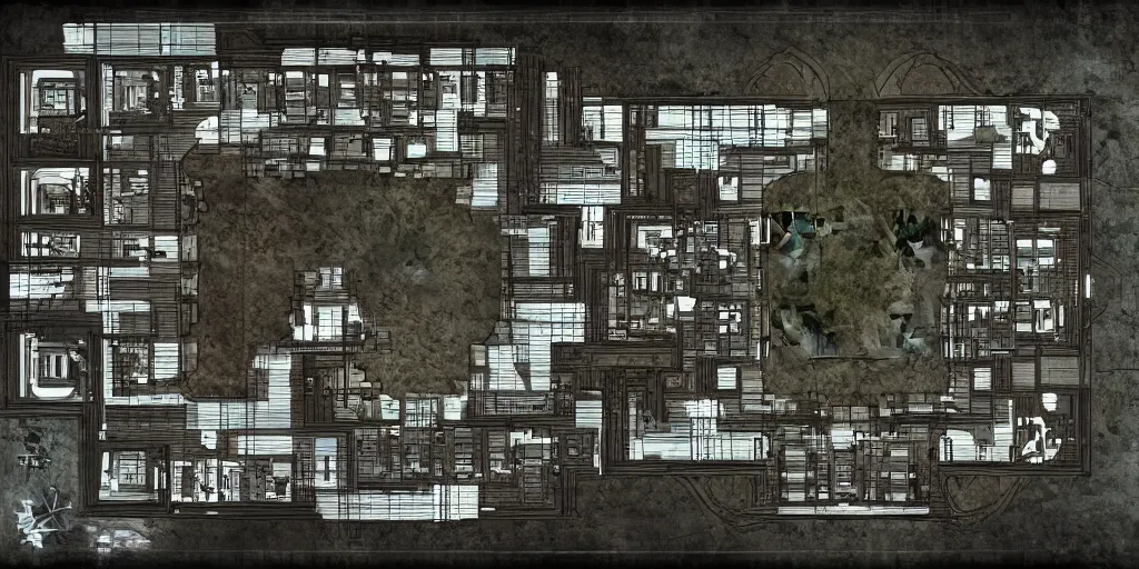Image similar to architectural floor plan gears of war map, symmetrical outpost