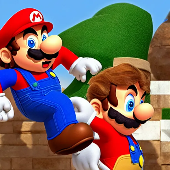 Image similar to jack black as super mario, movie still, 8 k,