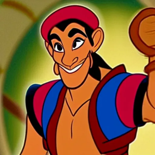 Prompt: Abu from Aladdin wearing an ammo bandolier. Style of 1990s Disney animation.